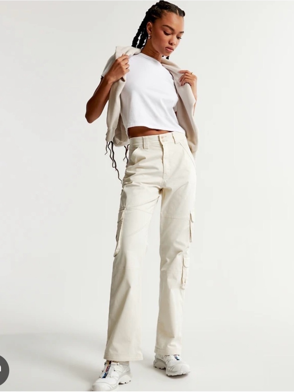 Abercrombie & Fitch Cream Relaxed Cargo Pants 29 Long